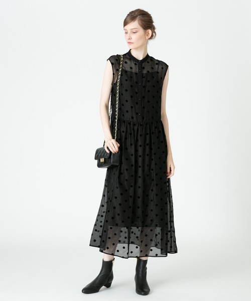 「LOULOU WILLOUGHBY」 ノースリーブワンピース 2 ブラック レディース_画像9