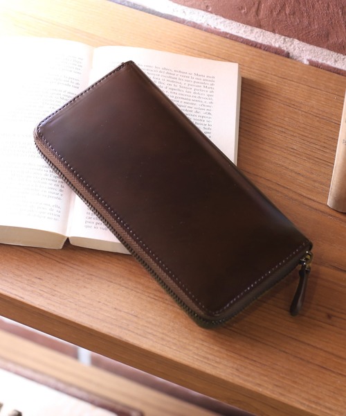 ブラウンレザー長財布 財布 [doob London]コードバンレザーメンズ長財布