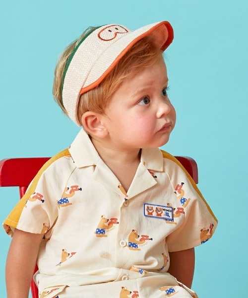 試着のみ　baby DIOR サンバイザー　キャップ帽子　キッズ サンバイザー カラーパイピングサンバイザー キッズ 子供 男の子