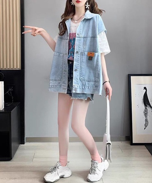  Jeans ダークデニム ノースリーブジャケット S/P デニムジャケット gジャン デニムノースリーブジャケット