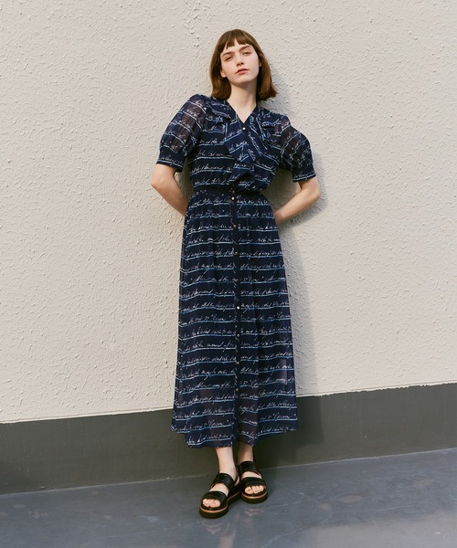 LOULOU WILLOUGHBY RATTIレタードボーダーワンピース美品 LOULOU WILLOUGHBY（ルルウィルビー） ワンピース 「LOULOU WILLOUGHBY