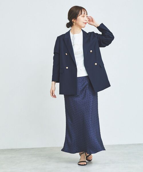 le.coeur blanc スカート Perle Peche Wジャガードドットナロー 