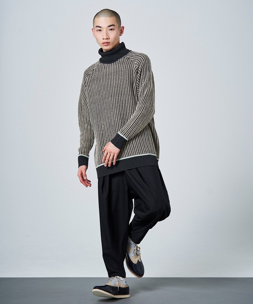 sneeuw（スニュウ） ニット セーター ストライプタートルニット