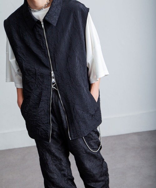 Nilway ベスト ジレ ワッシャーデザインダブルジップ