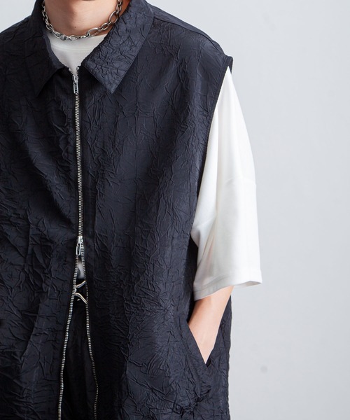 Nilway ベスト ジレ ワッシャーデザインダブルジップ