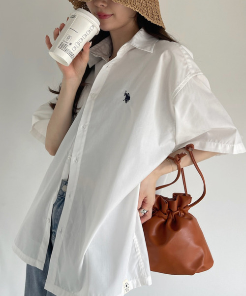 「U.S. POLO ASSN.」 半袖ブラウス MEDIUM ホワイト レディース U.S. POLO ASSN. ブラウス シャツ 「Ada.別注」U.S. レギュラー