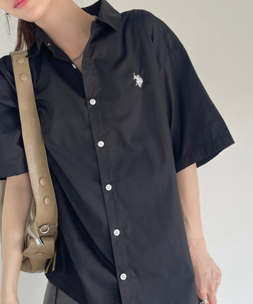 ブラウス シャツ U.S. POLO ASSN. 半袖 レギュラー チュニック シャツ レディース メンズ U.S. POLO ASSN. ブラウス シャツ 半袖 レギュラー チュニック
