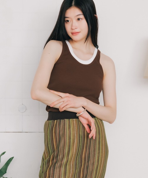 カレンテージ　プリントタンクトップ ROOP TOKYO tシャツ CURRENTAGE/カレンテージ Organic Cotton