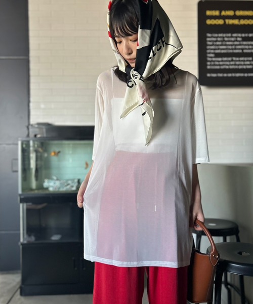シングスザットマター　シアープリント半袖シャツ 23MMSBL01]THE SHINZONE(ザ シンゾーン)CROPPED SHEER SHIRTS