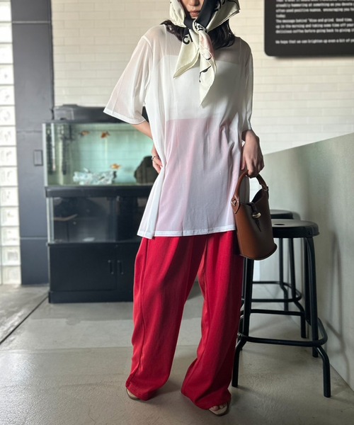 Kotoe tシャツ シアートップス 半端袖 ビッグシルエット