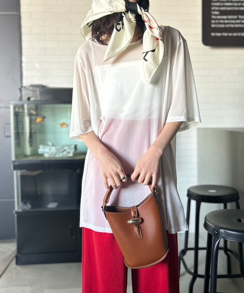 Kotoe tシャツ シアートップス 半端袖 ビッグシルエット