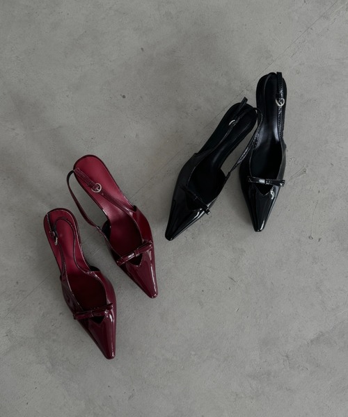 m.me.eme ビジューリボンエナメルミュール パンプス リボンエナメルミュールパンプス : ZOZOTOWN Yahoo!店