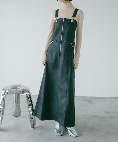 sahara（サハラ） サロペット オーバーオール Eyelet Fake Leather