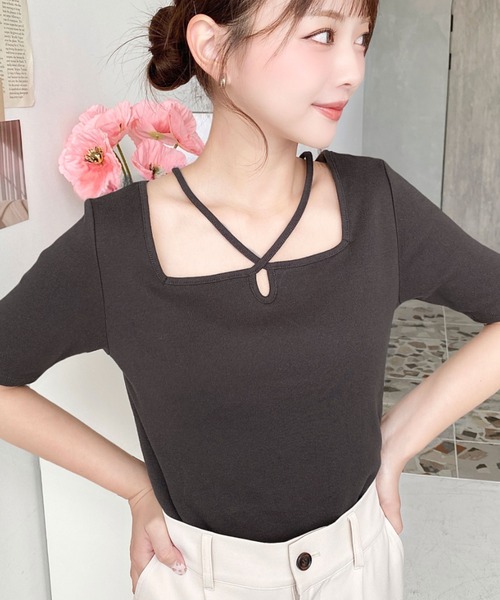 カットソー(半袖/袖なし) Satin Back Tie Tops 楽天市場】【在庫限り】バッククロス デザインTシャツ カットソー T