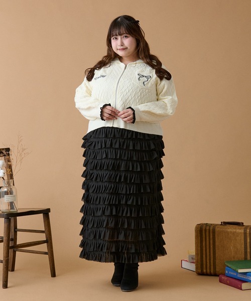 ルオシー louiosy カーディガン、スカート Louiosy（ルオシー） カーディガン 「大きいサイズ」Vネックシャギー