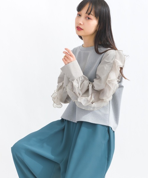 C.L〉フリル襟ボートネックTシャツ | CAPRICIEUX LE'MAGE(カプリシュレ