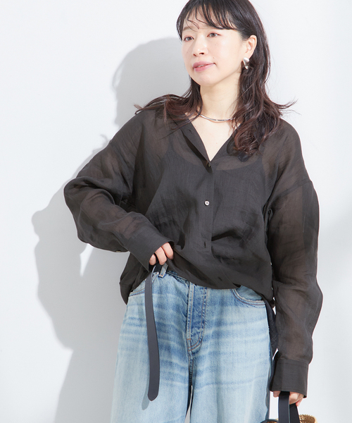 ブラウス シャツ シアーラミー 2WAY シャツ レディース