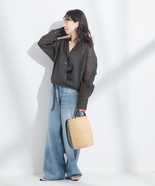 journal standard L'essage ブラウス シャツ シアーラミー 2WAY