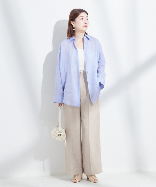 シアーラミー2WAYブラウス 麻 journal standard L'essage ブラウス シャツ シアーラミー 2WAY