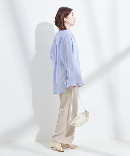 シアーラミー2WAYブラウス 麻 journal standard L'essage ブラウス シャツ シアーラミー 2WAY