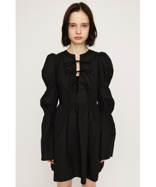訳あり ワンピース SLY FRONT リボン フロント OP SLEEVE PUFF RIBBON ワンピース