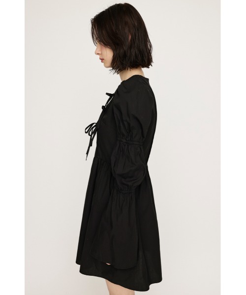 SLY ワンピース FRONT RIBBON PUFF SLEEVE OP フロント リボン