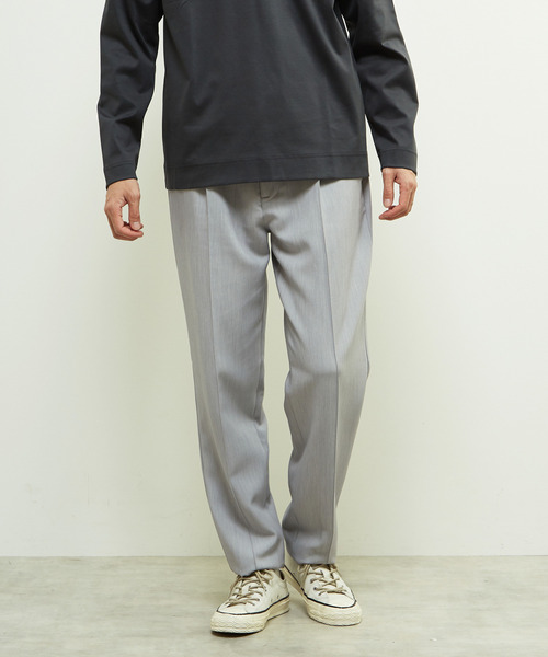 MEN'S MELROSE スラックス TRダブルクロスクリースステッチテーパード