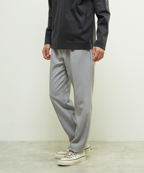 MEN'S MELROSE スラックス TRダブルクロスクリースステッチテーパード