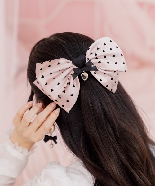 ハートドットリボン&エンブレムヘアアクセ ROJITA ヘアクリップ ハートドットリボンバレッタ : ZOZOTOWN