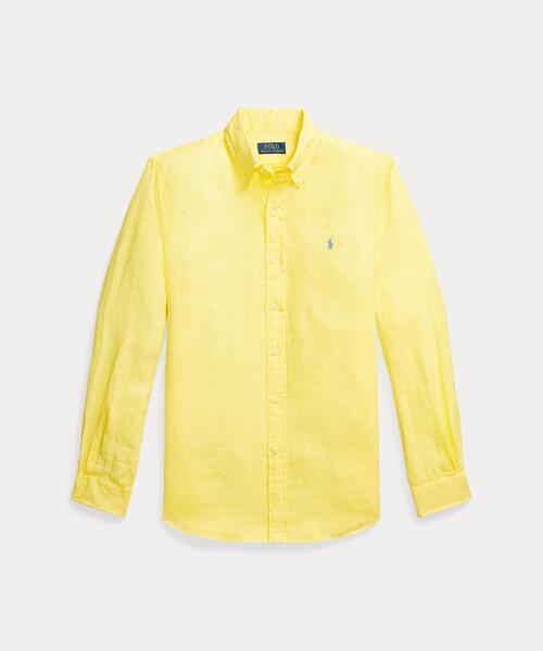 Polo Ralph Lauren リネンシャツ 長袖 イエロー メンズ S POLO RALPH LAUREN シャツ クラシック フィット リネン メンズ