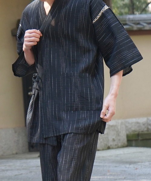 Confirm（コンファーム） 甚平 浴衣 縞しじら織り甚平 上下セット