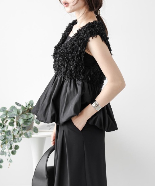 ベスト ジレ フェザーベスト レディース HER CLOSET ベスト ジレ 「vingtrois」フェザーフリンジベスト