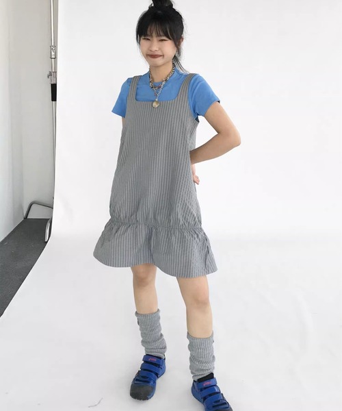 Sibra（シブラ） ワンピース 夏 フリルヘムチェックキャミワンピ