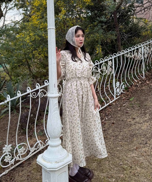 未使用✨アズノゥアズ　25AW インド綿　ロングワンピース　大きいサイズ3 AS KNOW AS（アズノゥアズ） ワンピース ○リボンとキラ釦5分袖
