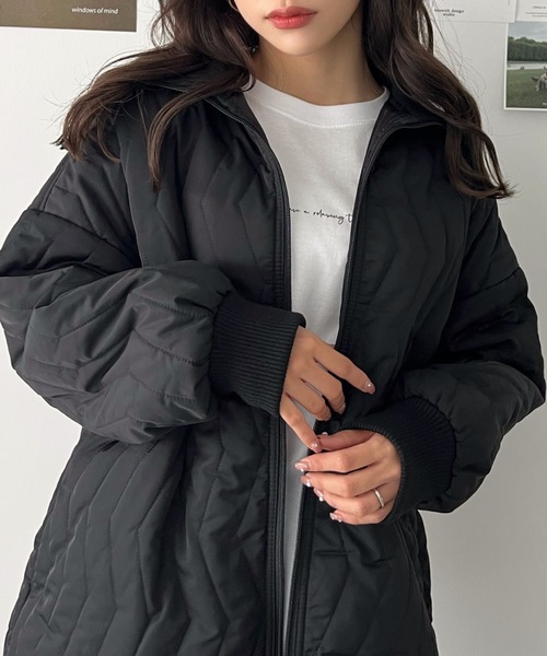 moment+ キルティングブルゾン M ブラック レディース : ZOZOTOWN