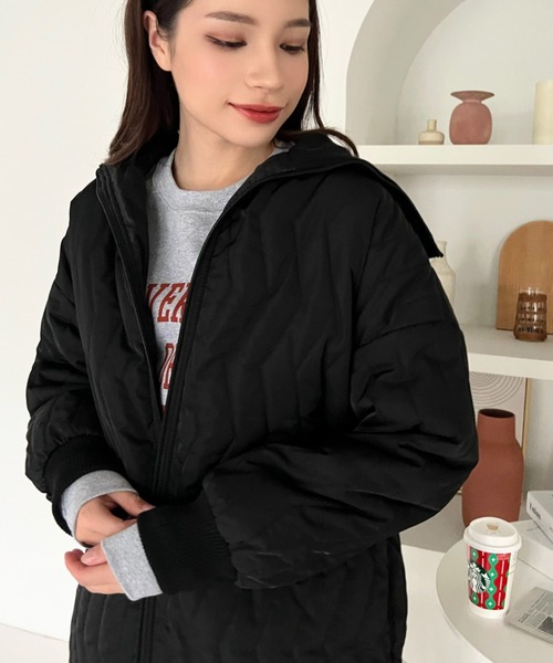 moment+ キルティングブルゾン M ブラック レディース : ZOZOTOWN