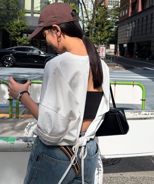 BABYLONE バックオープン　ホワイト　Tシャツ BABYLONE tシャツ 天竺バックオープンTシャツ レディース