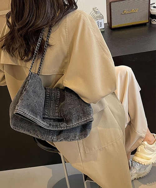 GLAMOROUS JANE ショルダーバッグ バッグ デニム折り返し