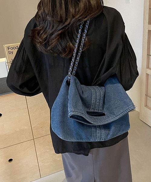 GLAMOROUS JANE ショルダーバッグ バッグ デニム折り返し