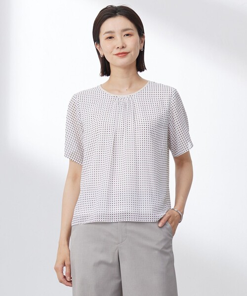 tシャツ 「洗える」スクエアープリント カットソー レディース