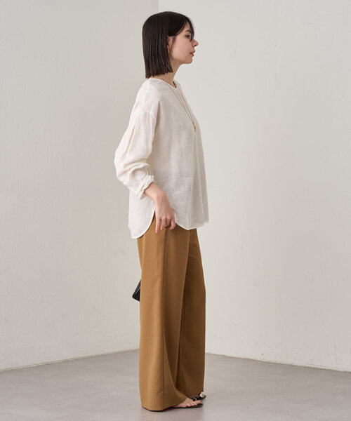 Loungedress メッシュVブラウス Loungedress ブラウス シャツ メッシュリネン2WAYルーズプル