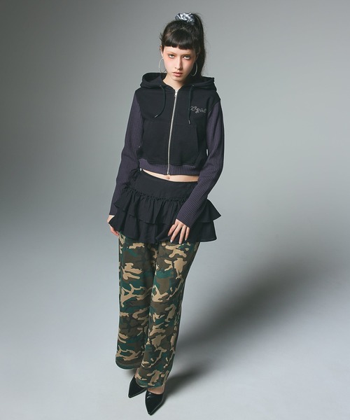 トップス BY X-GIRL FOR X ZIP UP SWEAT HOODIE セール】BY X-GIRL FOR X ZIP UP SWEAT HOODIE（パーカー）｜X