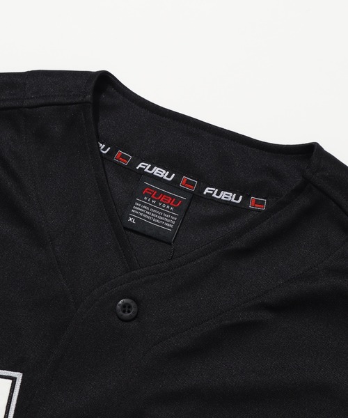 FUBU ベースボールジャージ XXL 黒 FUBU フブ シャツ メンズ 長袖 ジャージ レーシングシャツ