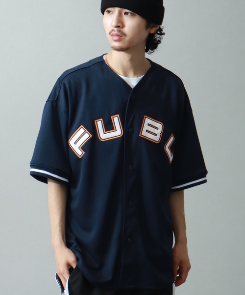 FUBU ベースボールシャツ ナンバリングシャツ ネイビー 紺 ホワイト 白 FUBU ベースボールシャツ ナンバリングシャツ ネイビー 紺