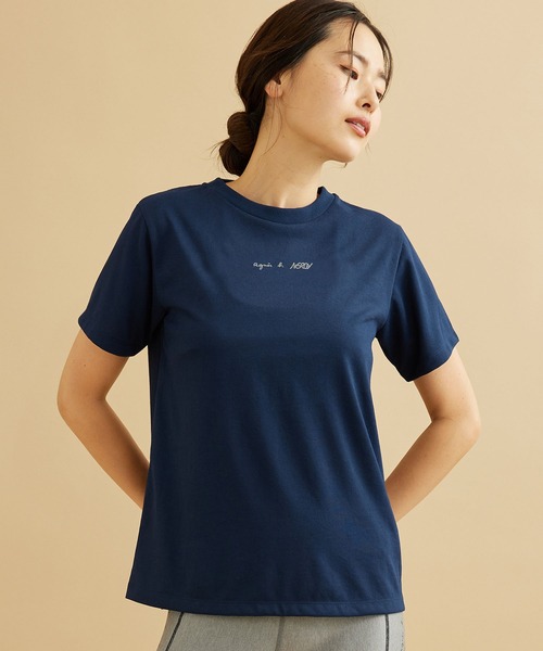 「agnes b.」 半袖Tシャツ「NERGYコラボ」 FREE ネイビー レディース