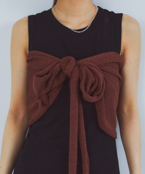 LIENCOEUR チューブトップ ベアトップ レイヤードニットビスチェ