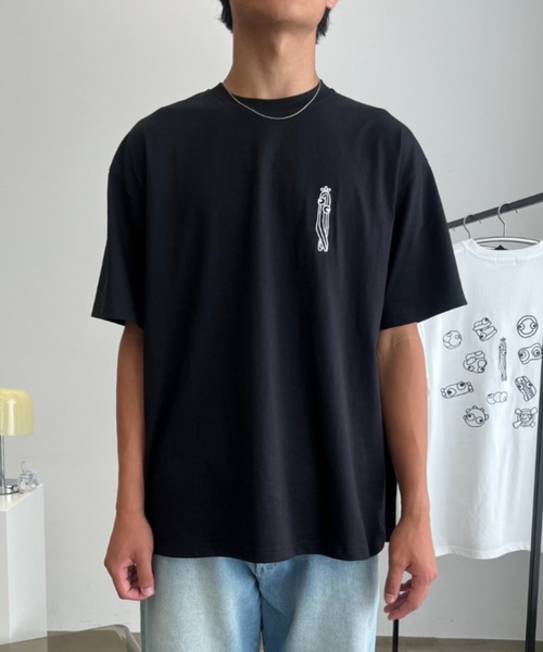 Lipoy tシャツ ニンジンくん ワンポイント刺繍入り オーバーサイズ