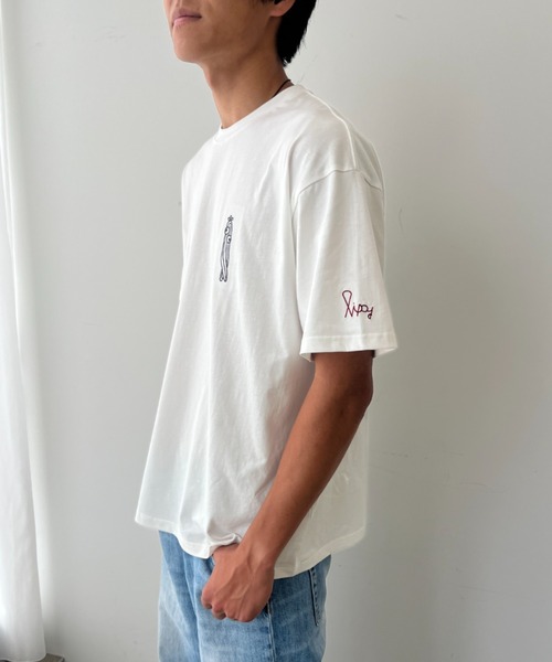 Lipoy tシャツ ニンジンくん ワンポイント刺繍入り オーバーサイズ
