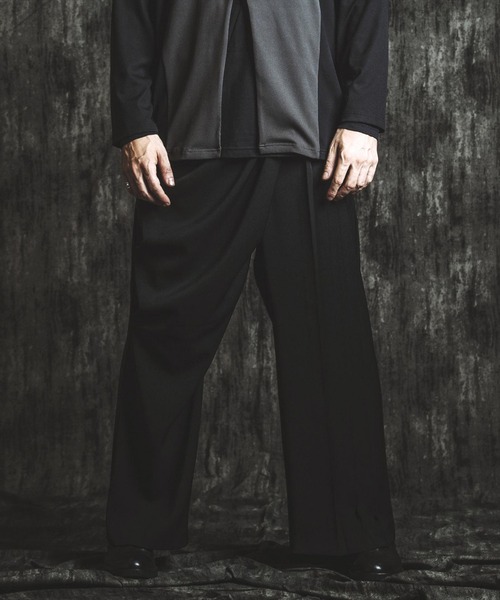 nuterm サイドパイピングワイドパンツ　スラックス ワイドストレート NO ID.（ノーアイディー） ワイドパンツ スラックス 「NO ID.」Drape