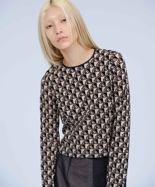 トップス Ruimeme flocky tulle mock neck top THINGS THAT MATTER（シングス ザット マター） tシャツ MONOGRAM